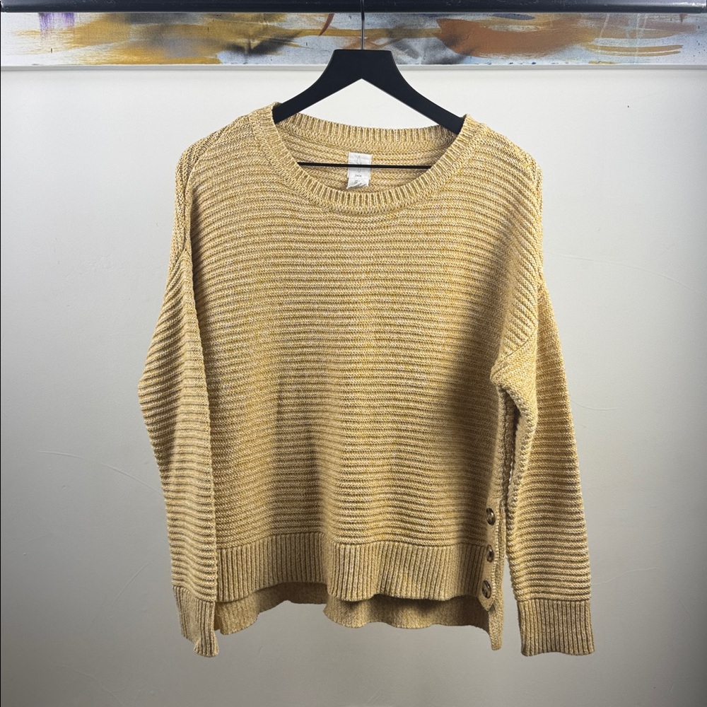 JOIE Textured Knit Sweater with Side Buttons – Size M